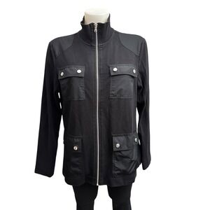 CHAPS Full Zip Mock Neck Utility Jacket Women's Black‎ Size Large